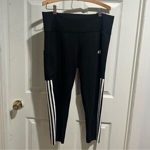 adidas Black Leggings with White Stripes
